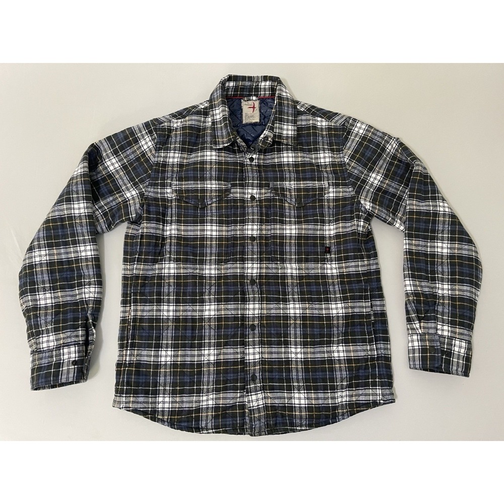 Relwen Quilted Flannel Shirt Jacket Size L  Blue Insulated Lined
